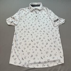 Swannies McCarthy Polo Shirt Mens Small White Alligator Golf Clubs Smiley Sports